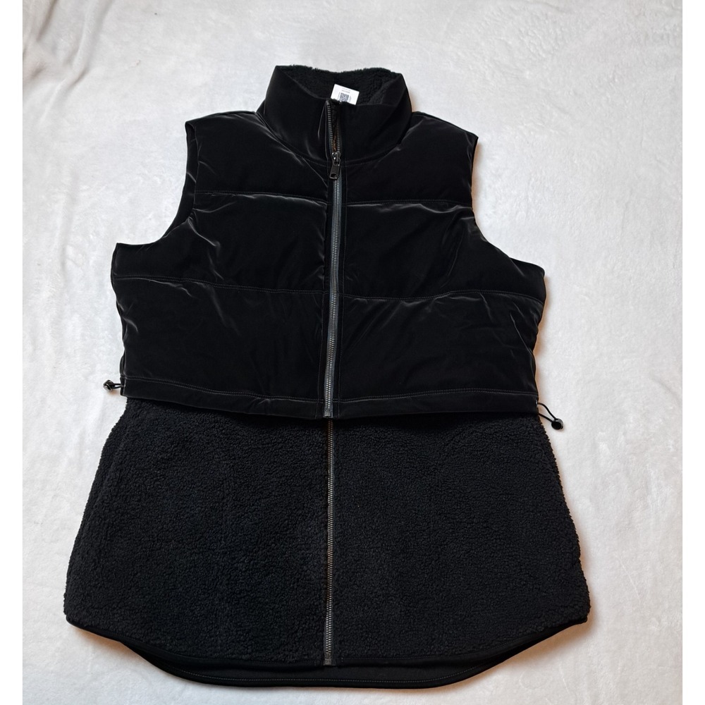 Spanx® Two-In-One Velour & Luxe Fleece Vest 50729R Black Large NEW